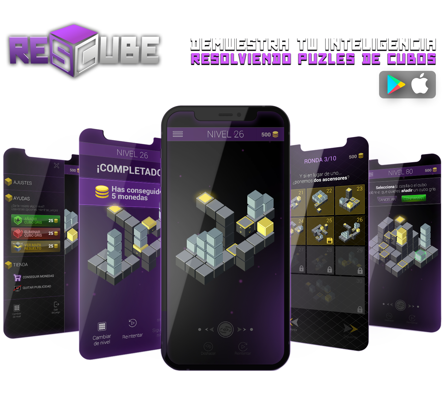 Rescube. Videojuego de puzles de cubos